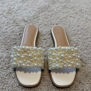 A New Day Pearl Embellished White Sandals